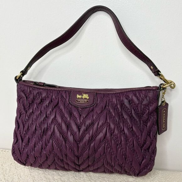 Coach 70th Anniversary Madison Quilted Nylon Demi Bag 46716 Plum Purple Wristlet - Picture 1 of 10